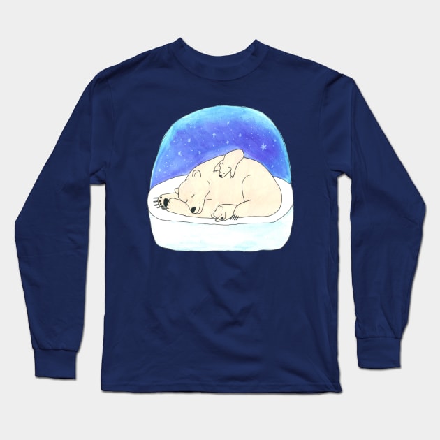 Mama polar bear with her cubs Long Sleeve T-Shirt by DoodlesAndStuff